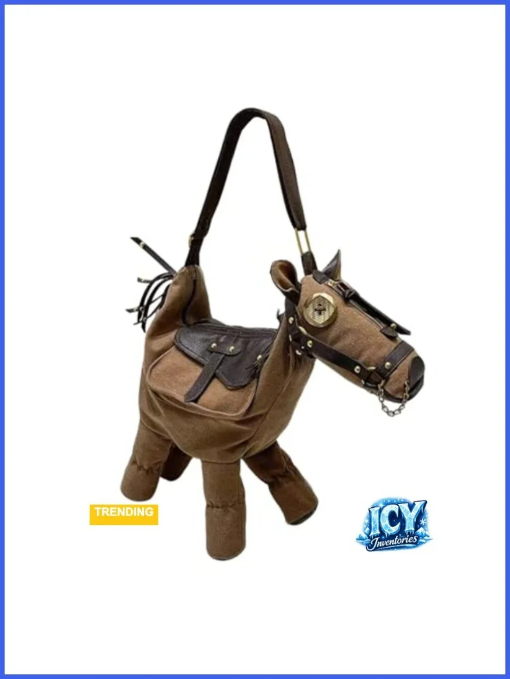 Novelty Horse-Shaped Crossbody Bag with Adjustable Strap, Canvas